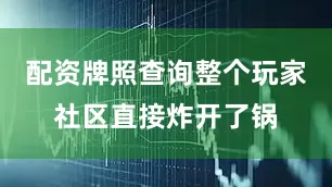 配资牌照查询整个玩家社区直接炸开了锅
